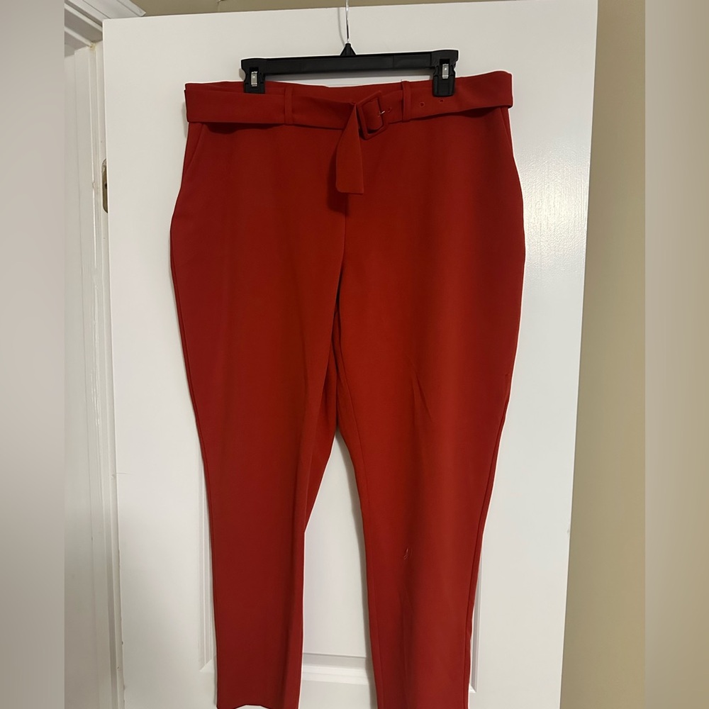 Rachel Zoe Vibrant Red Belted Women's Trousers